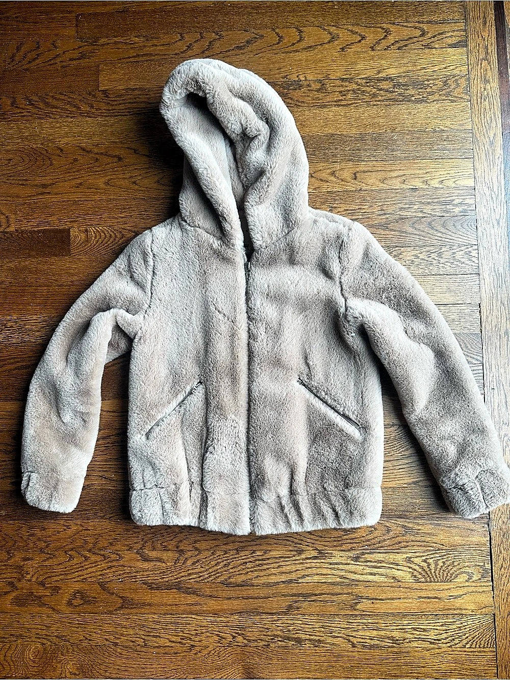 Blank NYC Teddy Hooded Jacket in Gray Like New